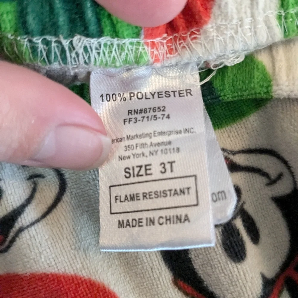 🍁2/$7🍁Cream Black Red Green Christmas Mickey Mouse Velvet Velour PJ Pants